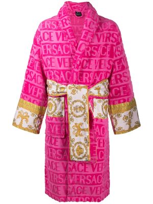 Versace Barocco-panel logo devoré robe - Pink