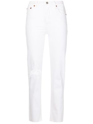 RE/DONE distressed straight-leg jeans - White