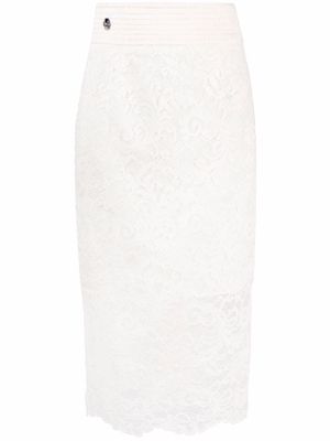 Philipp Plein lace-patterned pencil skirt - Neutrals