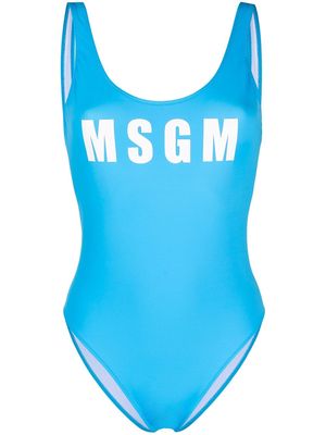 MSGM logo-print swimsuit - Blue
