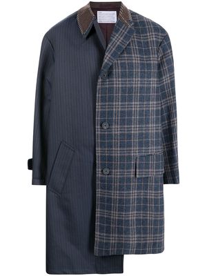 Kolor contrast-cut tailored wool coat - Blue