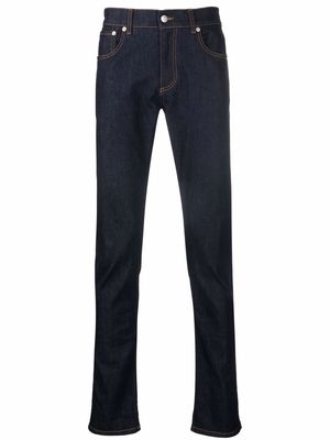 Alexander McQueen embroidered logo skinny jeans - Blue