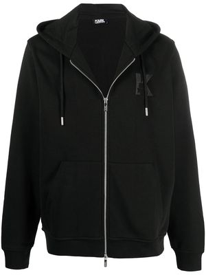 Karl Lagerfeld K embroidery zip-up hoodie - Black