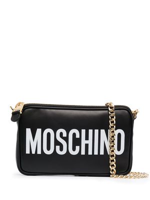 Moschino logo-print zipped shoulder bag - Black