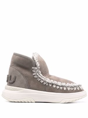 Mou contrast-stitching suede boots - Grey