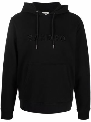 SANDRO embroidered-logo hoodie - Black