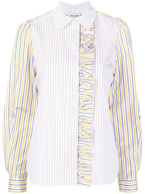 Dice Kayek ruffled stripe shirt - Yellow