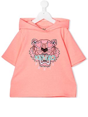 Kenzo Kids tiger embroidered short sleeve hoodie - Pink