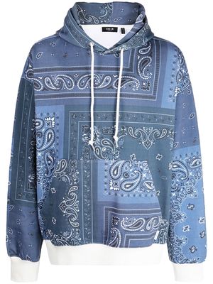 FIVE CM bandana-print long-sleeve hoodie - Blue