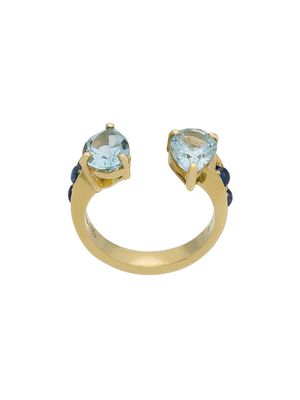 Dubini Theodora Aquamarine Double Tear 18kt gold ring - Blue