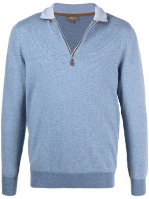 N.Peal half-zip cashmere jumper - Blue