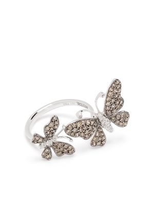 Stefere 18kt white gold diamond butterfly ring - Silver