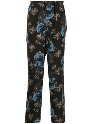 UNDERCOVER printed straight-leg trousers - Black
