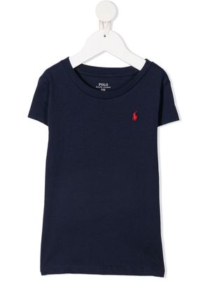 Ralph Lauren Kids embroidered-logo cotton T-Shirt - Blue