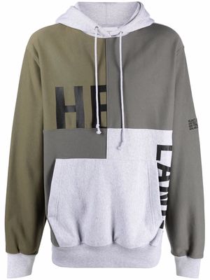 Helmut Lang patchwork logo-print pullover hoodie - Grey