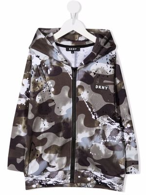 Dkny Kids camouflage-print logo hoodie - White