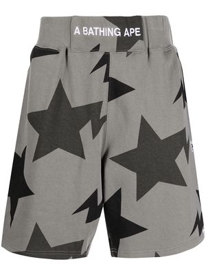 A BATHING APE® embroidered-logo star-print shorts - Grey