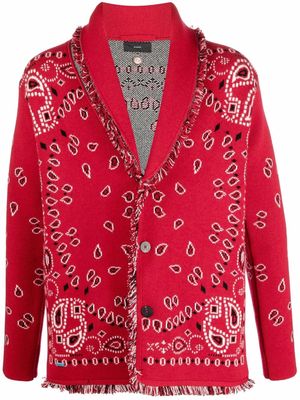 Alanui paisley-pattern intarsia-knit cardigan - Red