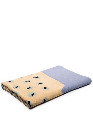 Cold Picnic 50” x 60” leopard-knit blanket - Blue