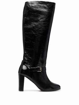 Tila March crinkle-effect leather boots - Black