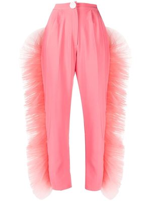 Loulou ruffled-tulle tailored trousers - Pink