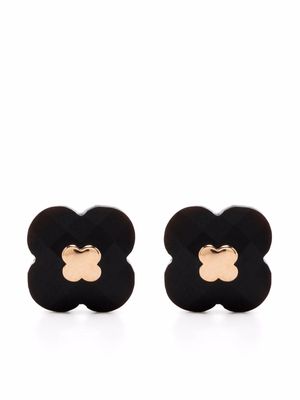 Morganne Bello 18kt rose gold Victoria clover stone black onyx stud earrings - Pink