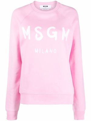MSGM logo-print crew neck sweatshirt - Pink