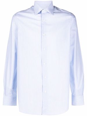 Pal Zileri striped long-sleeved cotton shirt - Blue