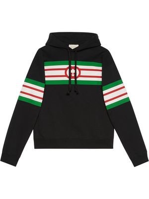 Gucci stripe-print hoodie - Black