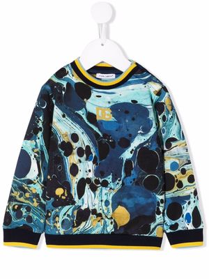 Dolce & Gabbana Kids abstract-print cotton sweatshirt - Blue