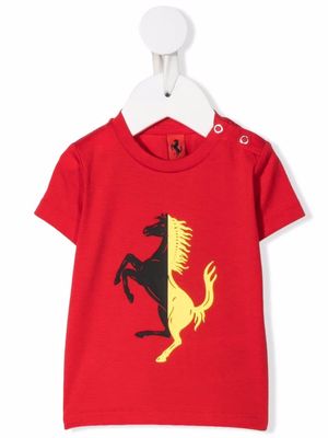 Ferrari Kids horse-logo print cotton T-shirt - Red