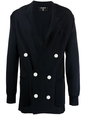 Balmain knitted double-breasted blazer - Blue