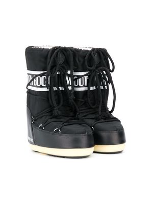 Moon Boot Kids lace up logo snow boots - Black