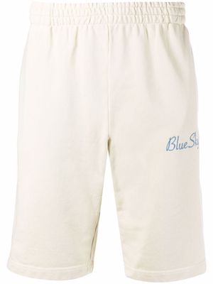 BLUE SKY INN logo-embroidered cotton shorts - Neutrals