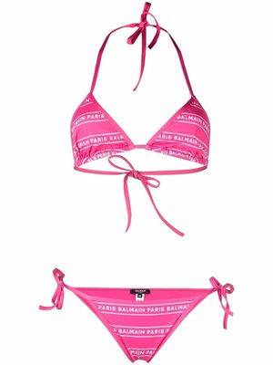 Balmain logo-print bikini - Pink