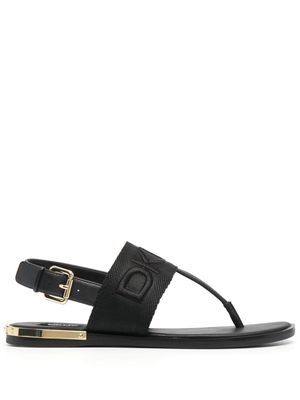 DKNY embossed logo thong strap sandals - Neutrals