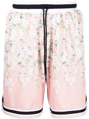 John Elliott Game floral-print mesh shorts - Pink