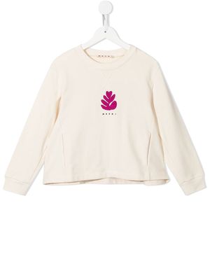 Marni Kids logo-print crew neck sweatshirt - Neutrals