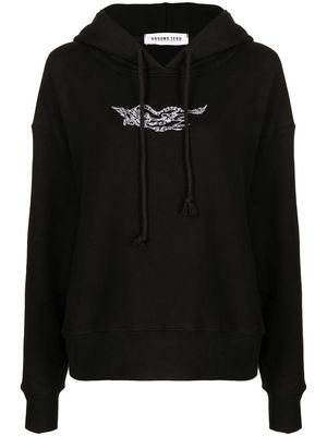 Ground Zero logo-print cotton hoodie - Black