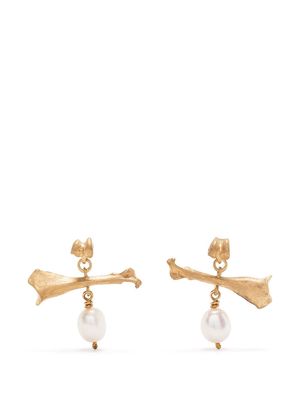 Claire English Caspian pearl drop earrings - Gold