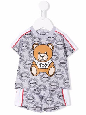 Moschino Kids Teddy Bear all-over logo-print shorts set - Grey