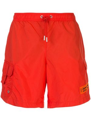 Heron Preston logo patch swim shorts - Orange