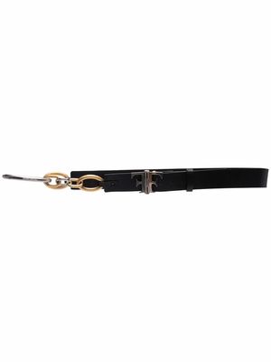 Gianfranco Ferré Pre-Owned 2000s FF hinge fastening leather belt - Black