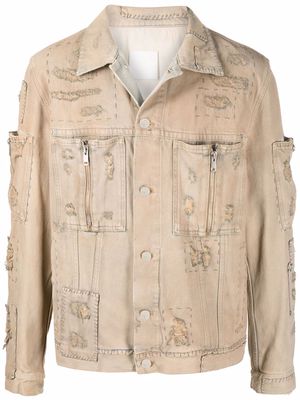 Givenchy patch-detail distressed denim jacket - Neutrals