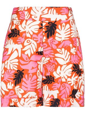 Marni floral print high-waisted shorts - Orange