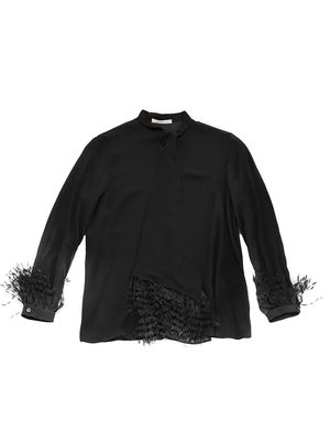 Christopher Kane feather-embellished sheer silk blouse - Black