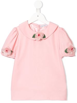 Dolce & Gabbana Kids rose detail blouse - Pink