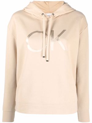 Calvin Klein logo-print hoodie - Neutrals