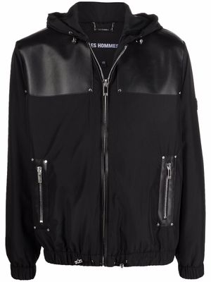 Les Hommes tonal contrast-panel zipped jacket - Black