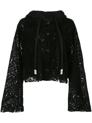Haculla cropped lace see through hoodie - Black